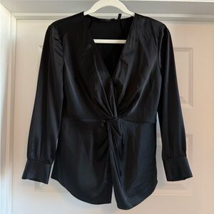 Theory Black Satin Blouse
